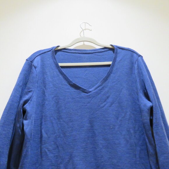 WOOLX Eva Tunic 100% Merino Wool Baselayer Top in Blue Stripe Gorpcore Travel XL - Picture 9 of 14